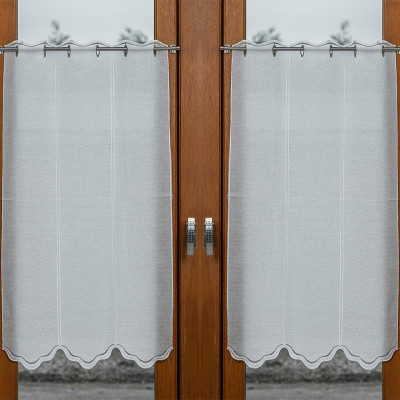 Brise bise blanc motif liseré marron polyester, hauteur 90cm